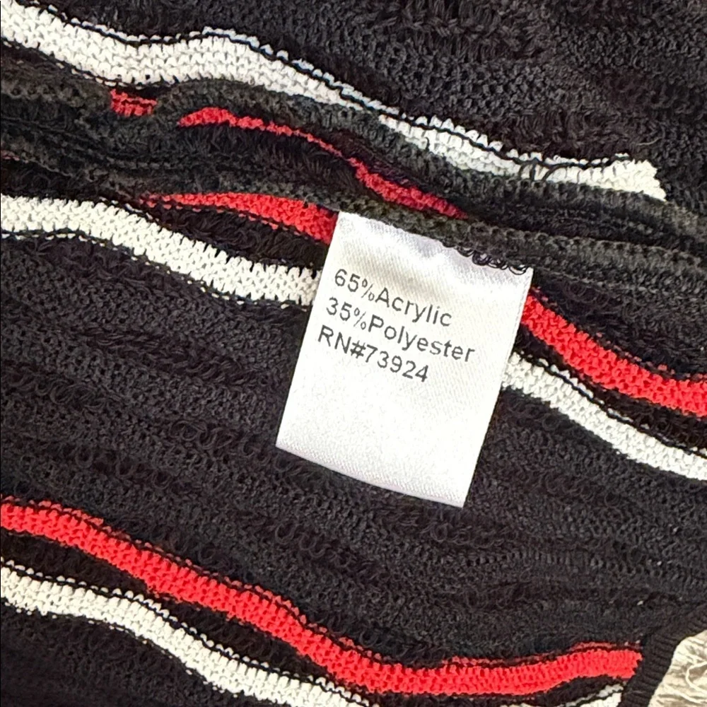 Misook Multicolor Striped Knit 3/4 Sleeve Open Front Cardigan Sz L